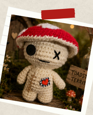 finished crochet toadstool doll