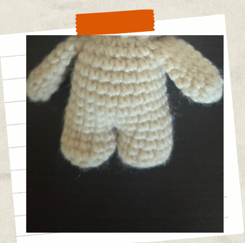 Amigurumi witch body construction for beginner crochet doll pattern.