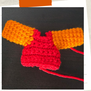 Witch crochet pattern showing top shaping and assembly.