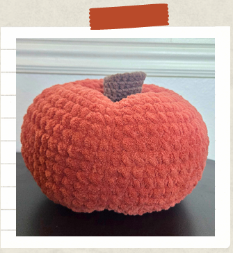 Textured chenille yarn crochet pumpkin